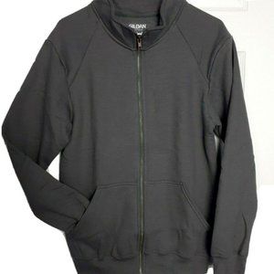 Gildan Platinum Mens Gray Fleece Full Zip Jacket Size SMALL Hi Collar Pocket NIP